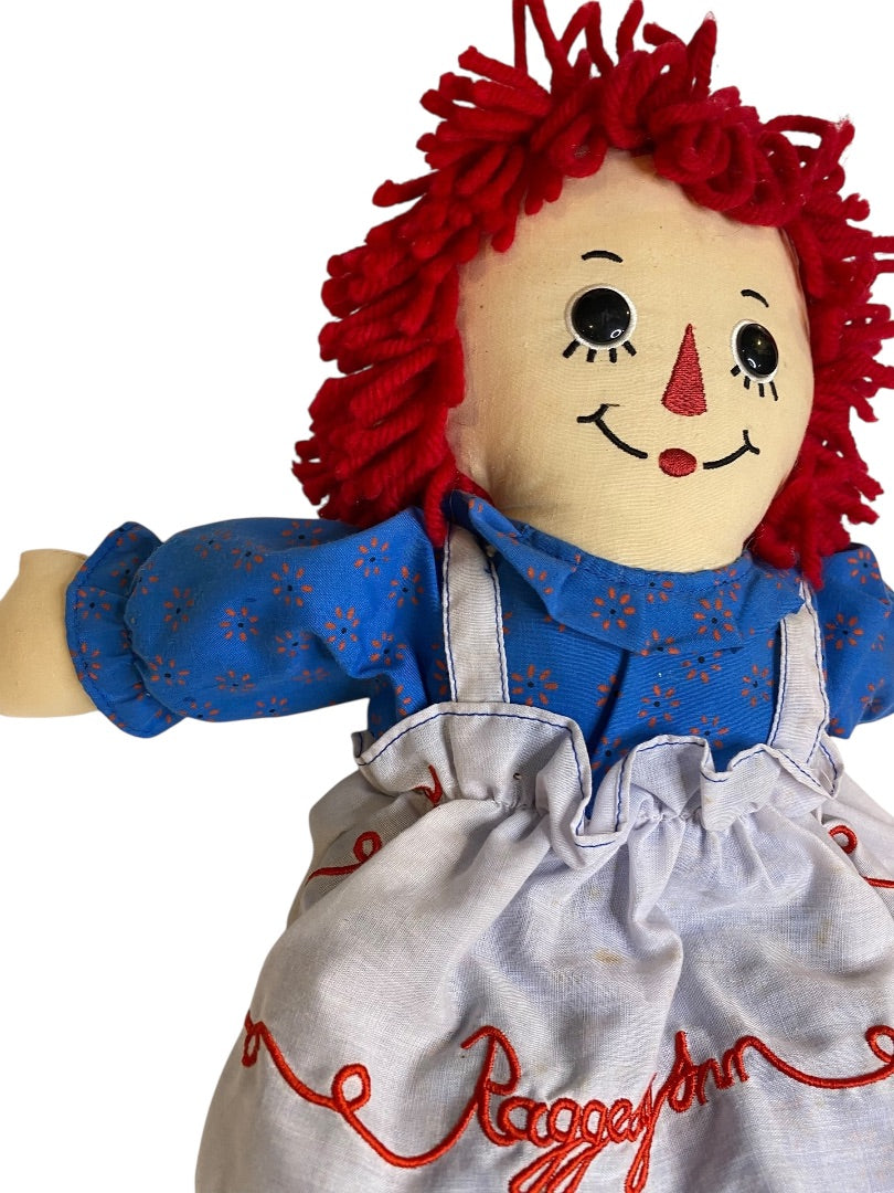 Vintage Raggedy Ann Rag Doll 18" Button Eyes Embroidered Face