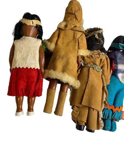 Lot of 5 Native American Vintage Dolls Sleep Wake Eyes Papoose
