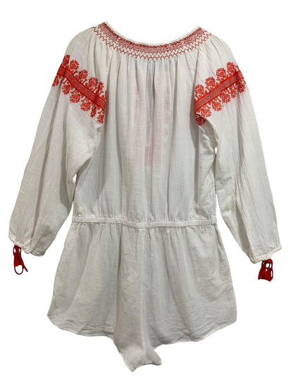Medium J.Crew Womens Embroidered Beach Romper Cotton Sheer G6587