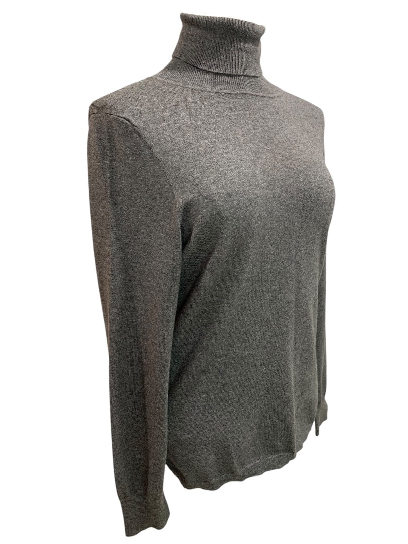 Medium Talbots Womens Gray Turtleneck Sweater Cotton Blend