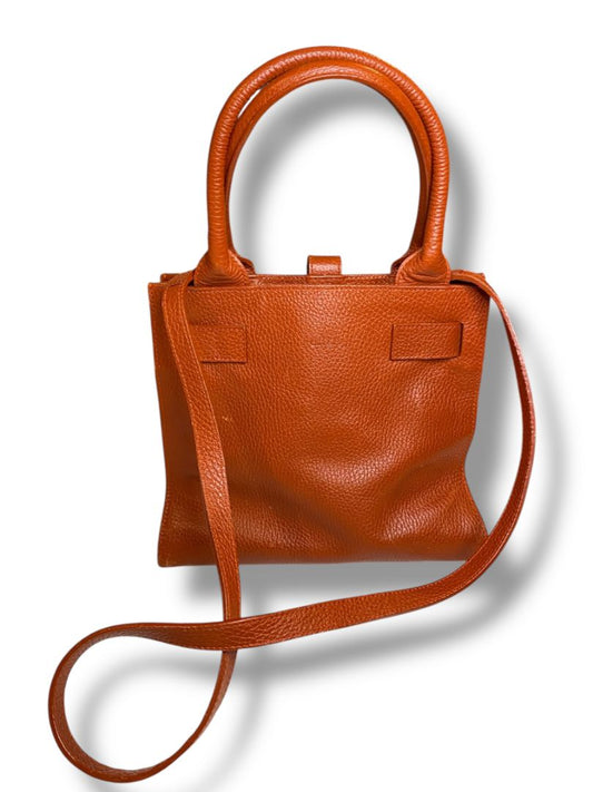 Furla Rust Pebbled Leather Handbag Satchel Shoulder Strap Italy