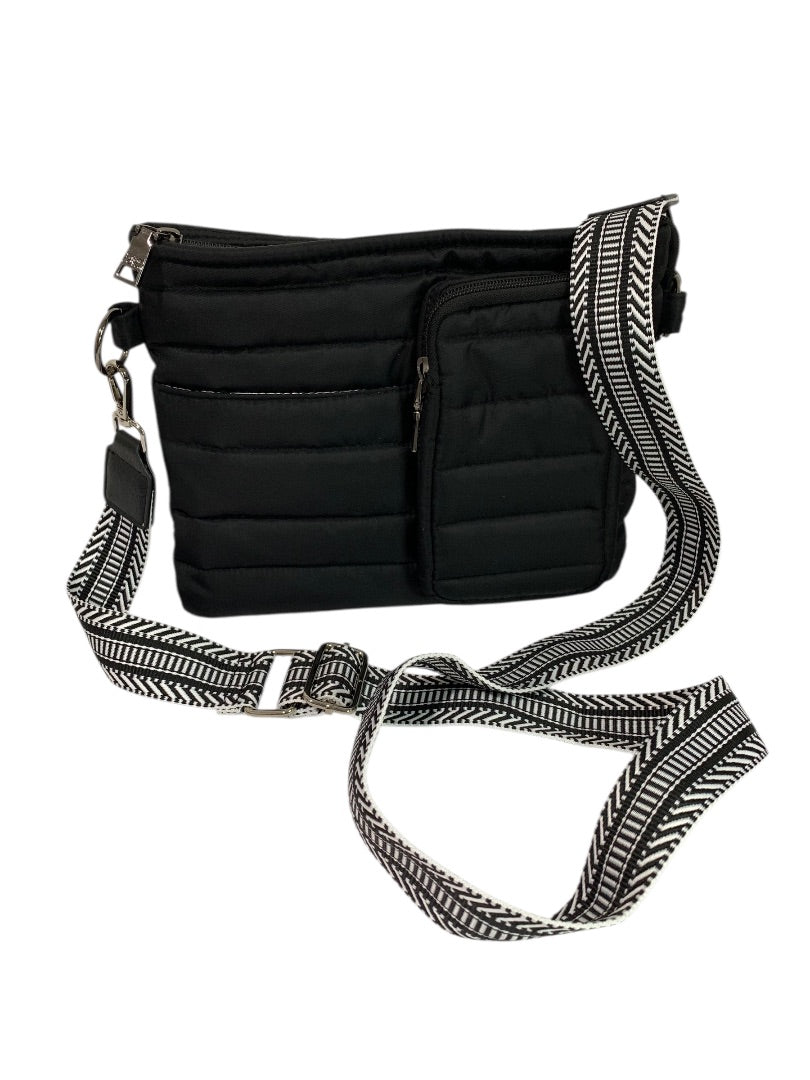 Think Rolyn Black Puffer Bag Crossbody Interchangeable Straps
