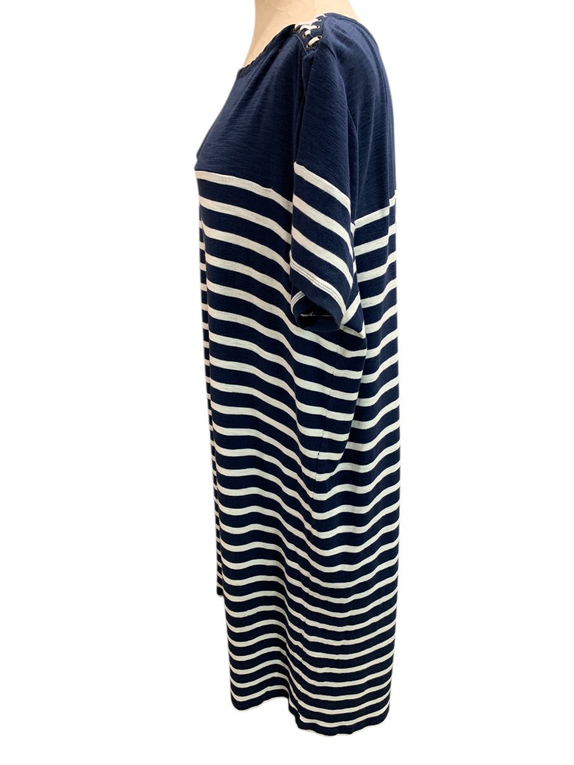 3X Lauren Jeans Co.  Pullover Striped Tshirt Dress Navy White Cotton