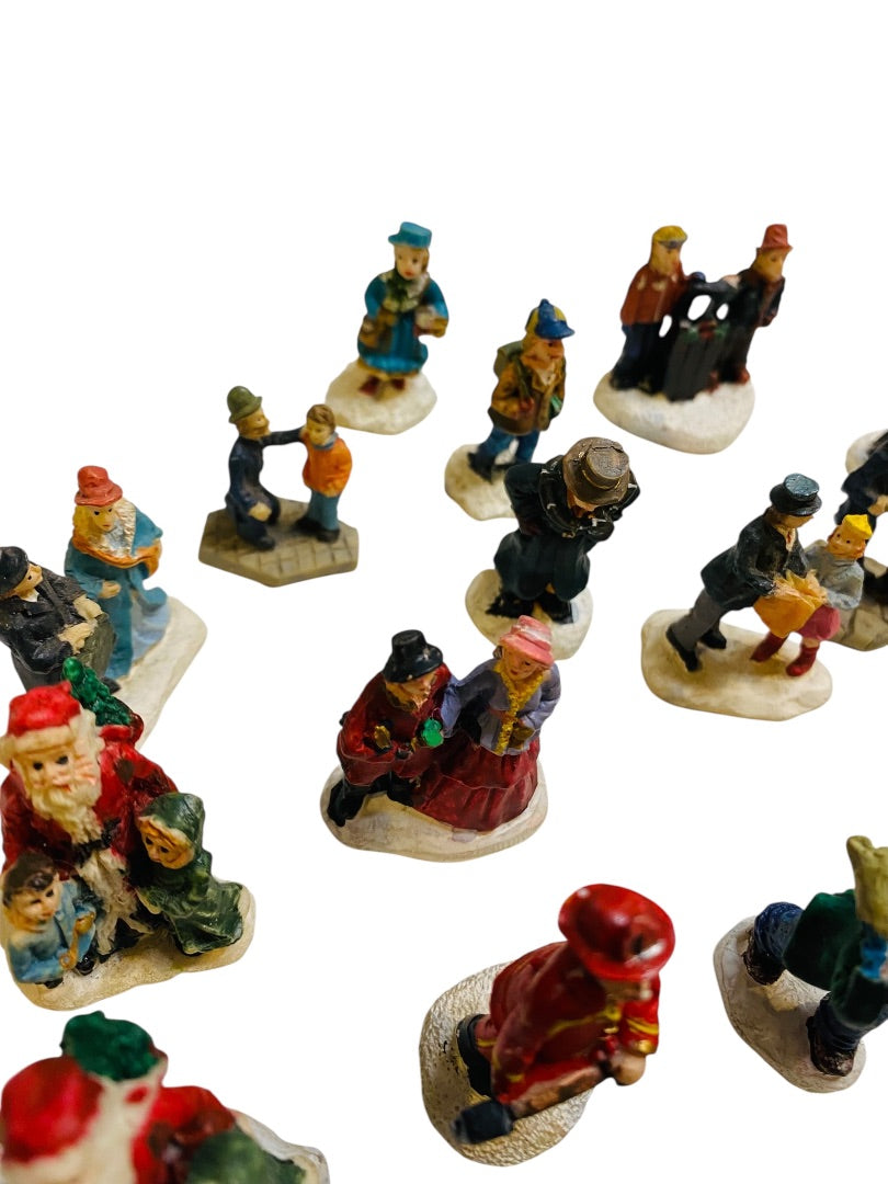 Lot of 31 Assorted Resin Christmas Village Figurines 1.25-1.75"