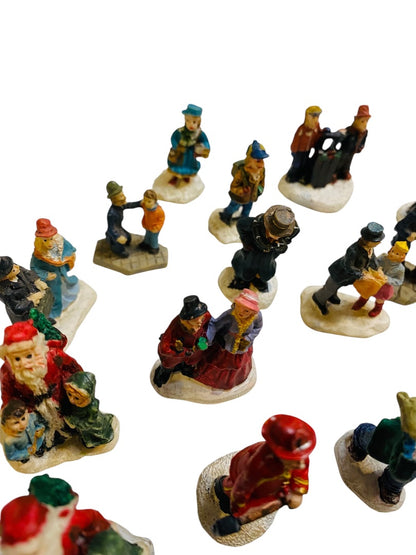 Lot of 31 Assorted Resin Christmas Village Figurines 1.25-1.75"