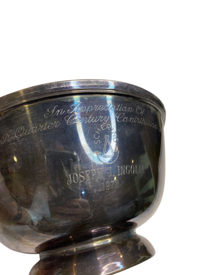 Towle Presentation Bowl Silverplate Over Copper 1973 Schering Joseph J Ingolia 6"