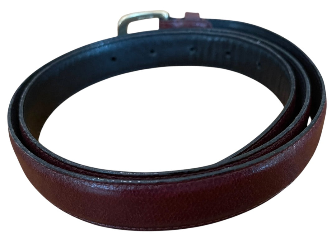 Size 36 Henry Grethel Leather Belt Goldtone Hardware .75" Width Burgundy