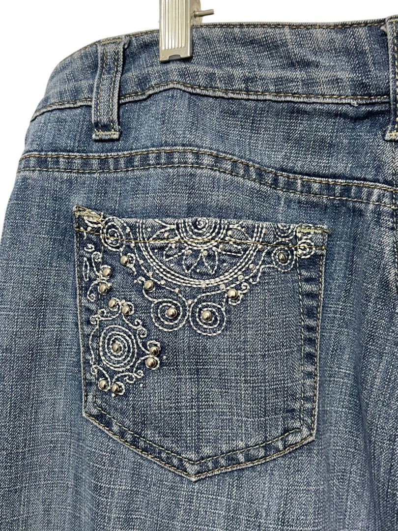 Size 16W Mwah Jeans Denim Skirt Midi Y2K Embellished Pockets