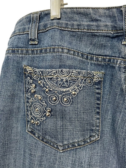 Size 16W Mwah Jeans Denim Skirt Midi Y2K Embellished Pockets