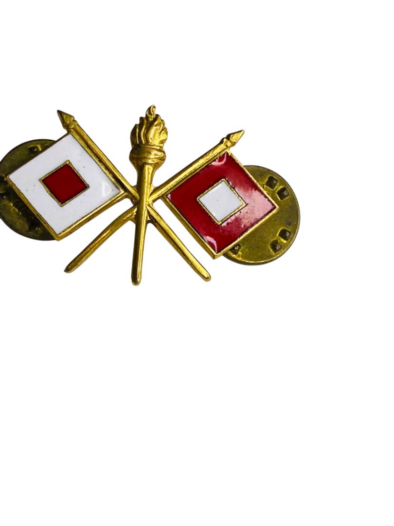 Vintage US Army Signal Officer Collar or Lapel Pin Goldtone 1"