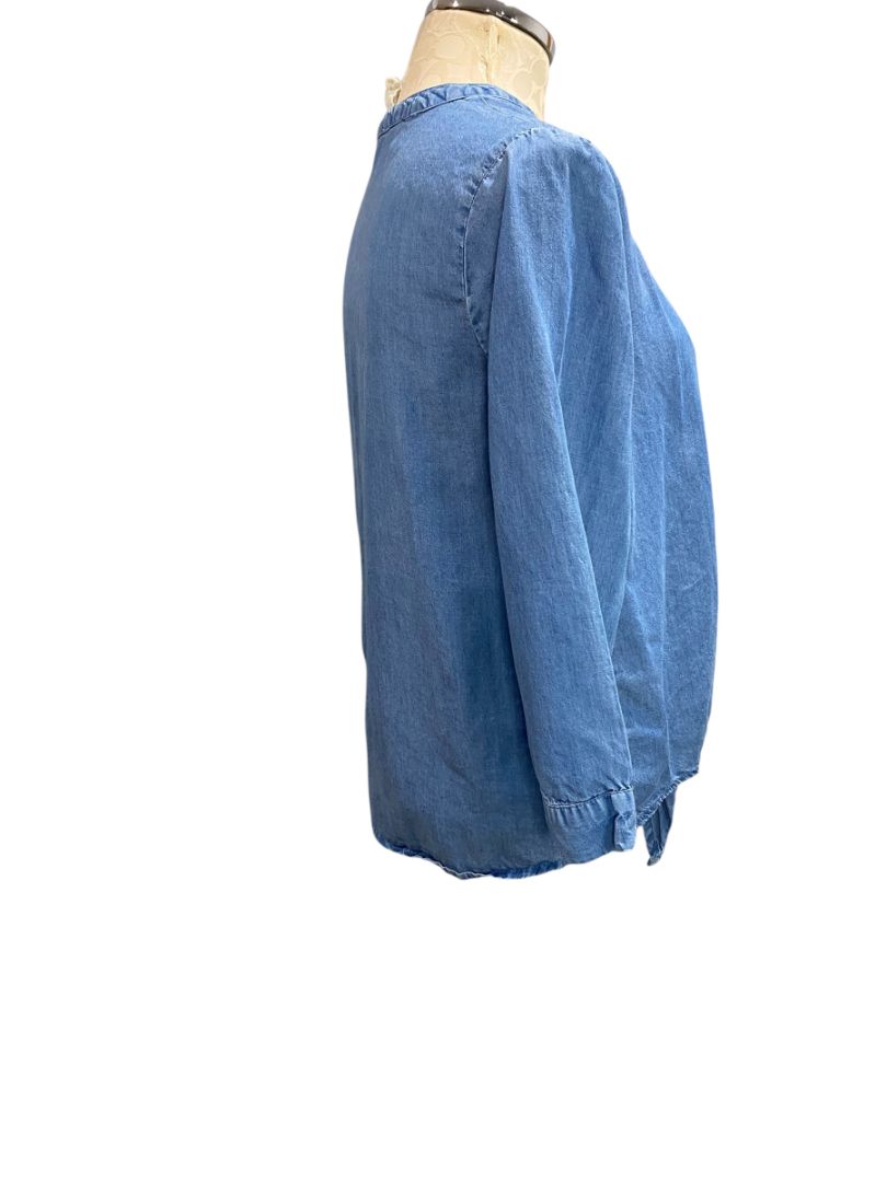 Small Harper Heritage Womens Soft Lightweight Denim Blouse Shirt Tie Front
