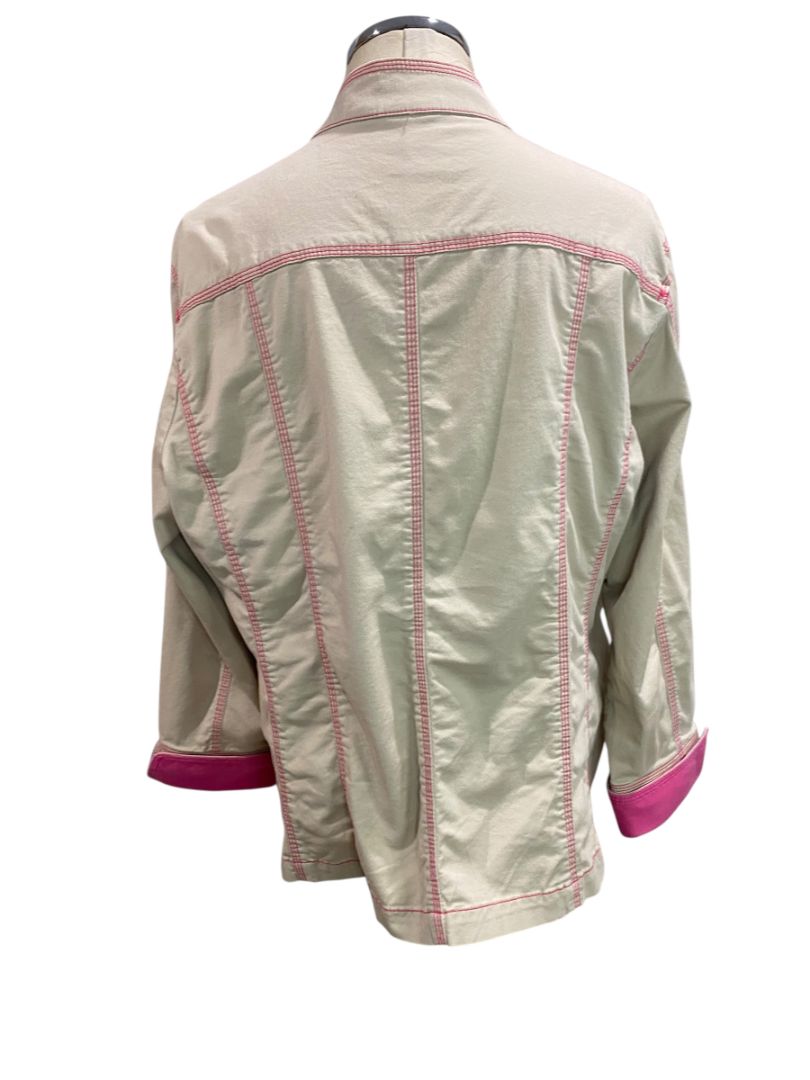 XL (16/18) Additions by Chicos Tan Contrast Stitch Cuff Jacket Womens