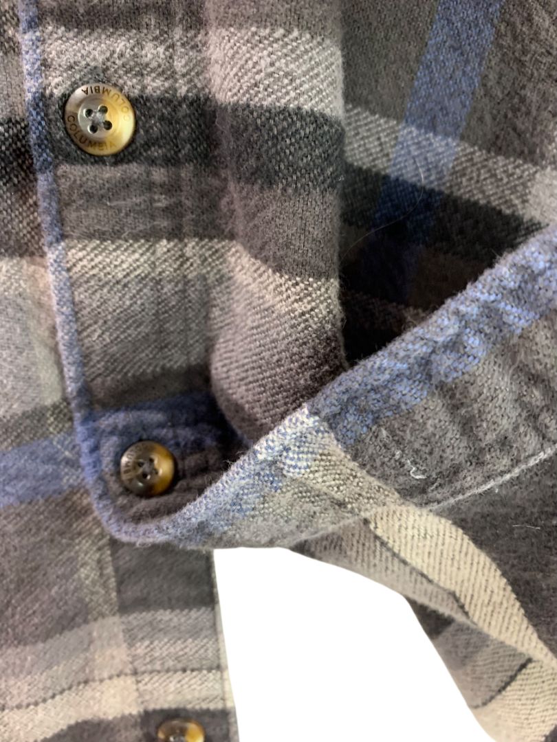 XL Columbia Mens Pitchstone Heavy Weight Flannel Shirt Gray Plaid