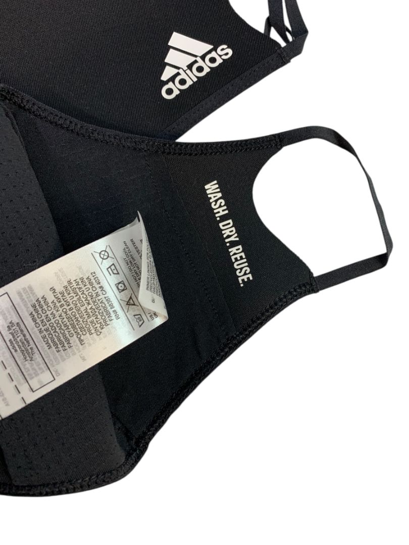 Pack of 4 New Adidas Face Covers Adult Black H08836 Washable