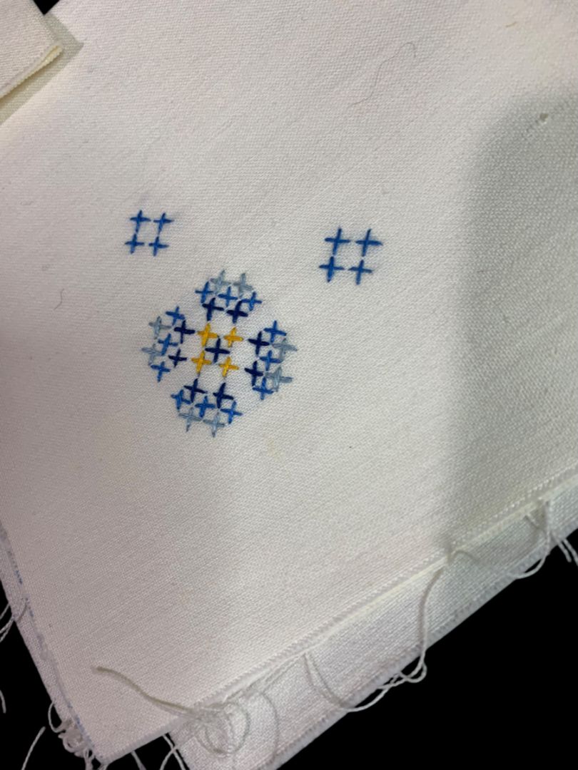 Lot of 5 Vintage Napkins Crossstitch Embroidery Sweet Raw Edge