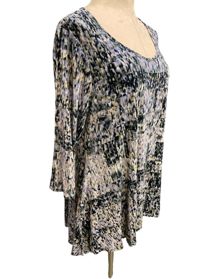 Size 1X Rose & Olive Womens Print Scoop Neck Tunic 3/4 Sleeve
