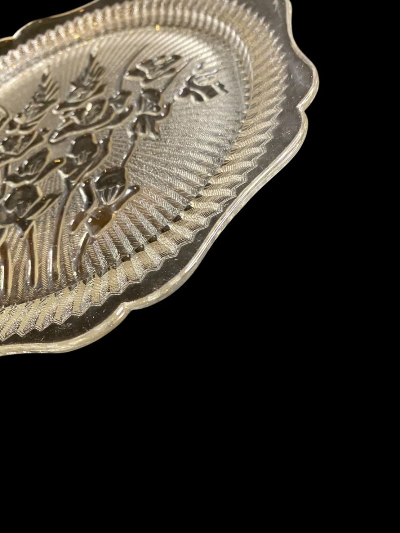 Vintage Jeanette Clear Glass Iris and Herringbone Plate 8"