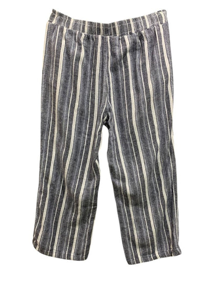 Size Large Briggs Womens Linen Blend Striped Pull On Pants Pockets