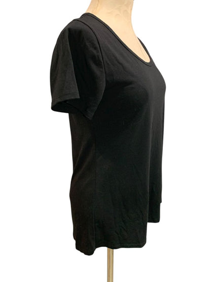 Size XS LulaRoe Black Scoop Neck Tshirt Womens Short Sleeve Hi Lo Hem