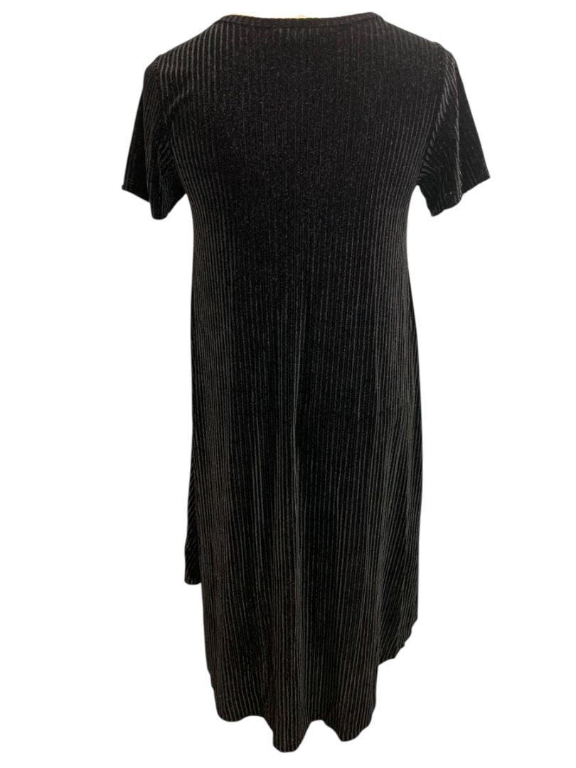 Size XS LulaRoe Elegant Carly Dress Black Ribbed Velour Hi Lo Hem