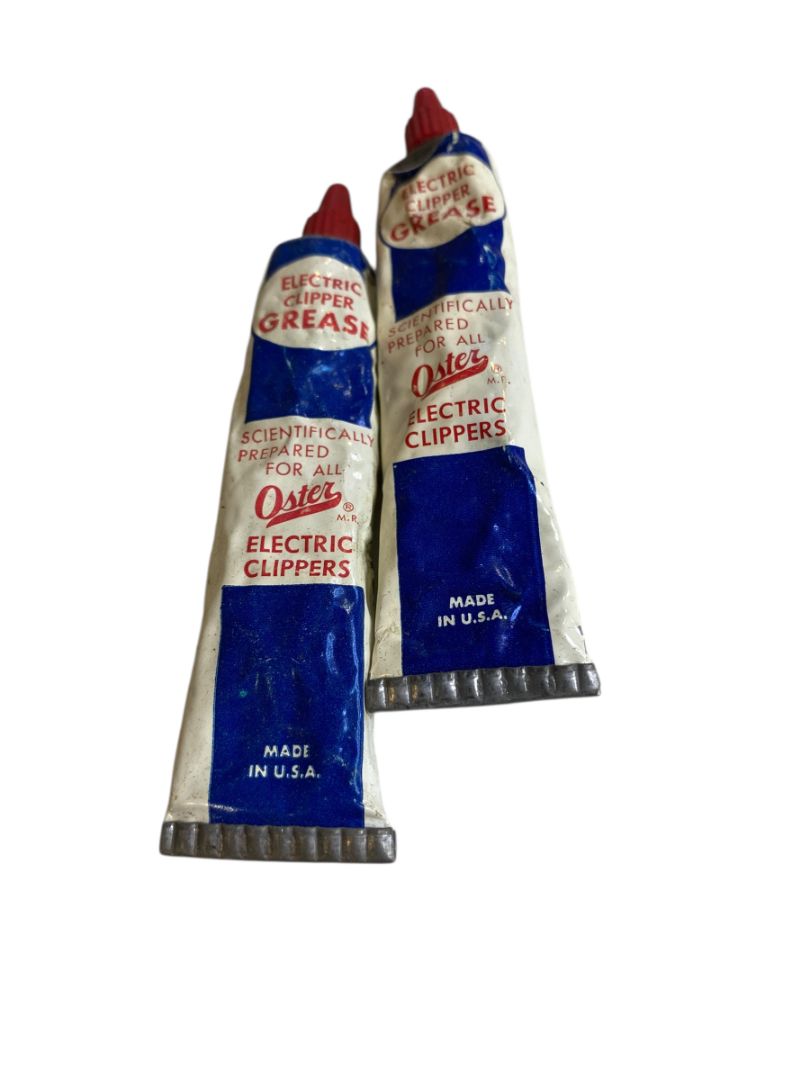 Vintage Oster Set of two Tubes Electric Hair Clipper Grease Lubricant USA