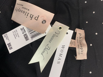 Size 2X Philosophy Womens New Ponte Knit Leggings Black Silver Dots