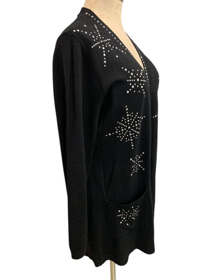 Size XL Seven Manor Womens New Black Embellished Cardigan Sweater Holiday