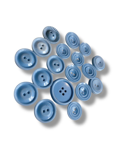 Lot of 18 Midcentury Buttons Plastic Assorted Light Blue