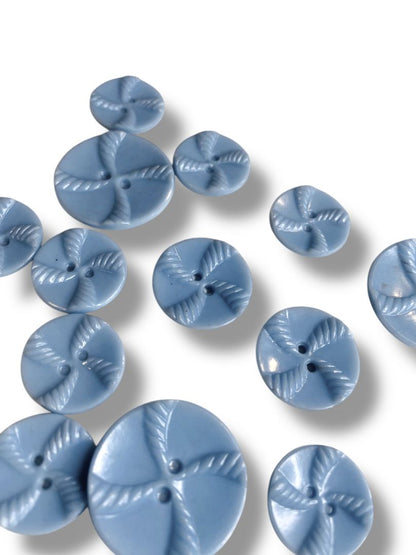Lot of 13 Midcentury Buttons Plastic Assorted Light Blue Rope Design