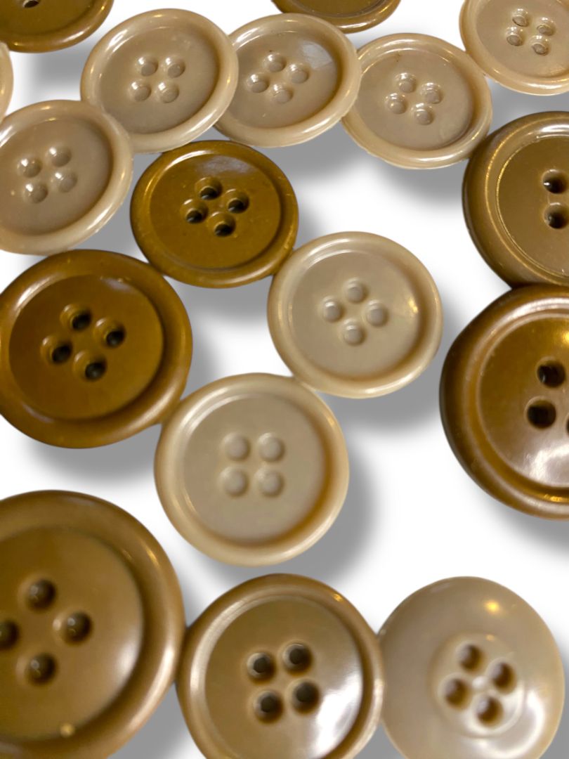 Lot of 34 Midcentury Plastic Buttons Assorted Brown Taupe Craft Sew
