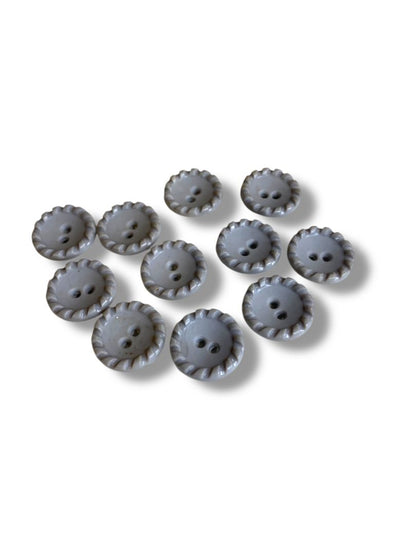 Set of 11 Midcentury Gray Plastic Buttons Twist Border Craft Sew .8" Diameter