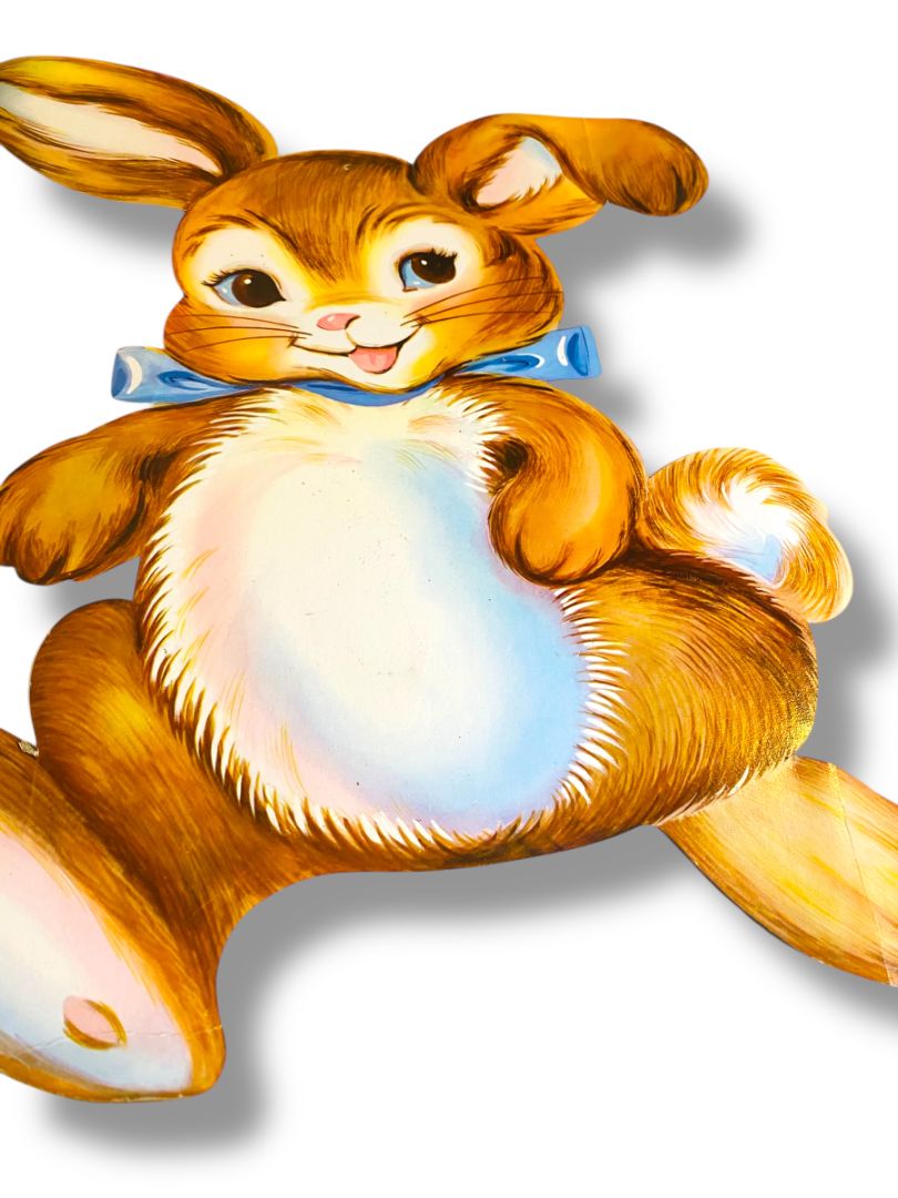 Vintage Bunny Rabbit Diecut  16" Blue Tie Cute Easter