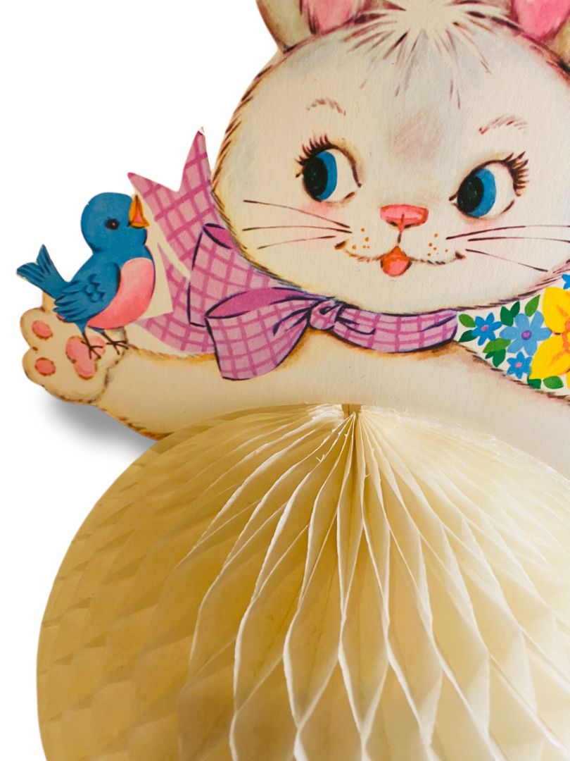 Vintage Honeycomb Bunny Rabbit 12 Inch Retro Easter
