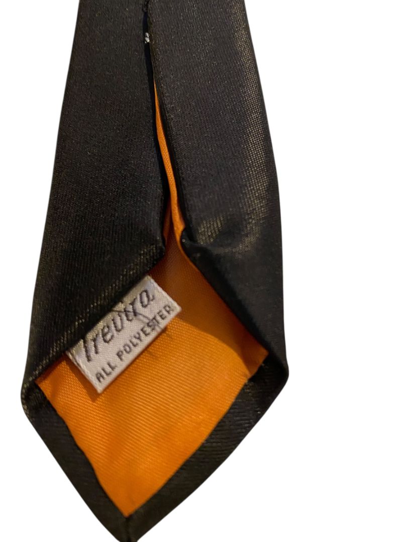 Vintage 1950/60’s Beau Brummel Black Skinny Tie With Thin Horizontal Stripes