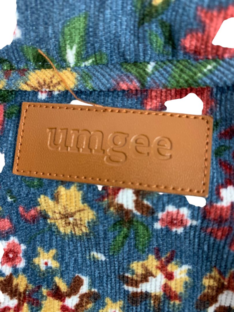 Size Medium Umgee Floral Corduroy Dress Pockets Blue V-Neck