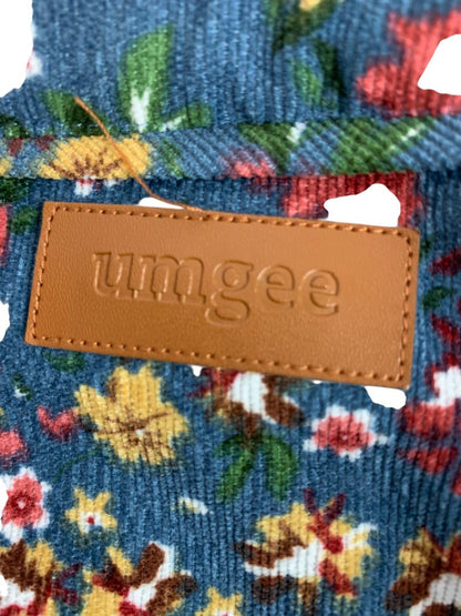 Size Medium Umgee Floral Corduroy Dress Pockets Blue V-Neck