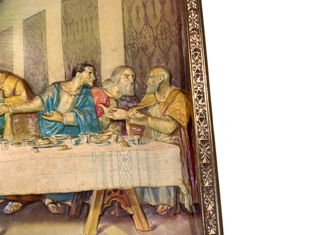 MidCentury 3D Plastic Color Last Supper 8x15” Intercraft USA Kitsch