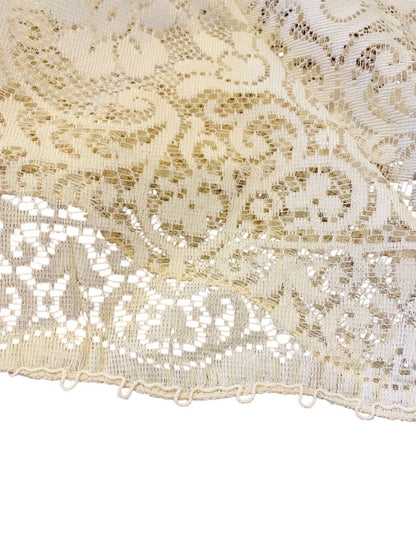 Vintage Ivory Machine Lace Tablecloth Linen 108" x 68"
