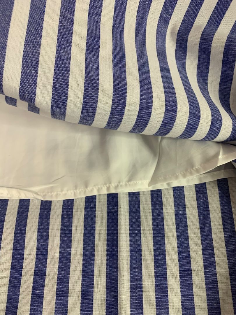 Size XL Shein Blue White Ruffle Sleeve Sheath Dress Lined Vertical Stripe