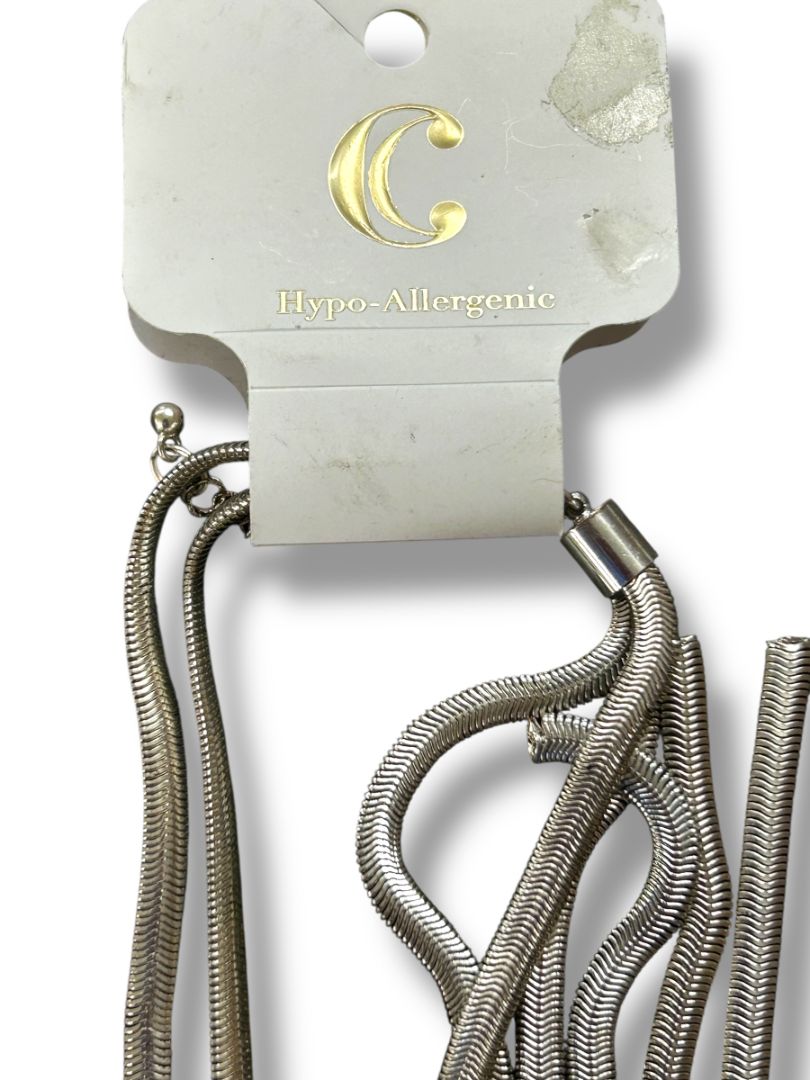 New Silvertone Snake Chain Adjustable Necklace Shiny 20" Drop
