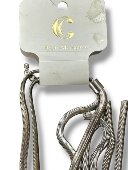 New Silvertone Snake Chain Adjustable Necklace Shiny 20" Drop