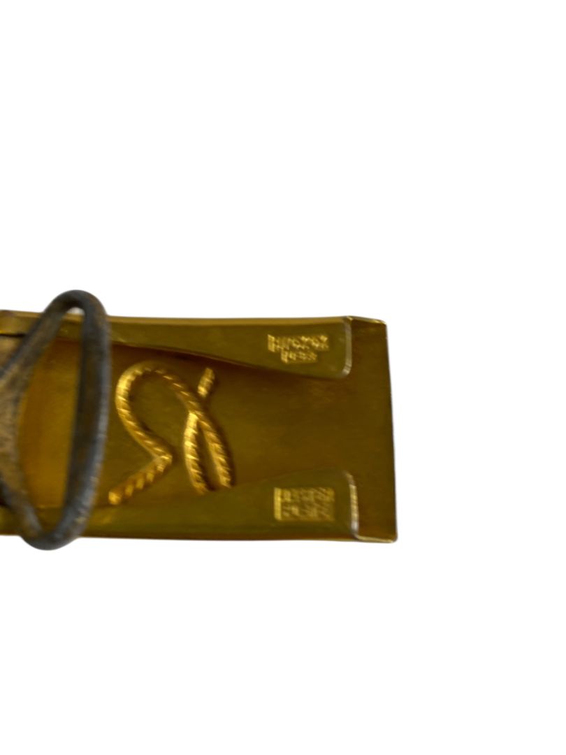 Hickok USA Vintage "R" Rope Tooled Belt Buckle Goldtone 2" x 1"