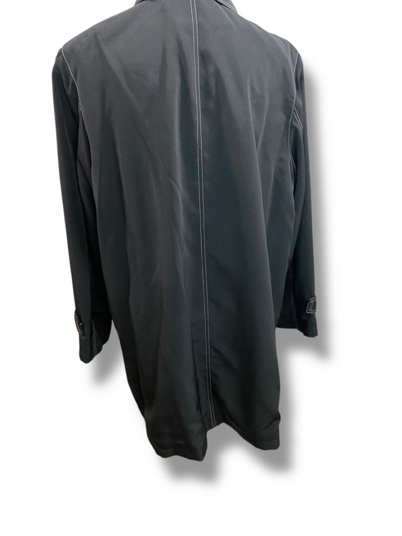 Size 1X Canvas Woman Womens Black Contrast Stitch Zip Up Jacket