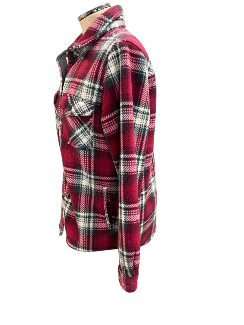 Size Medium Soho Threads Womens Sherpa Lined Fleece Shacket Red Plaid