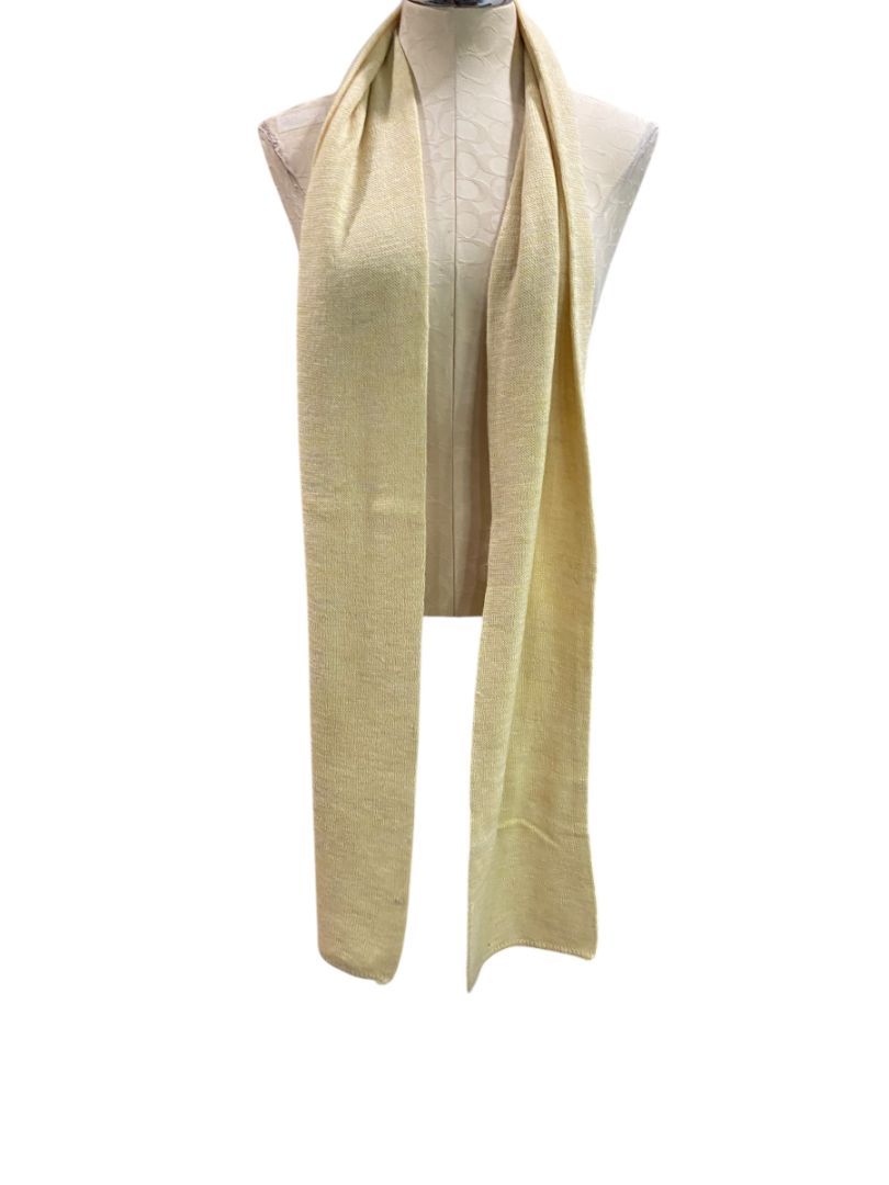 Vintage Sweater Knit Scarf Yellow Ivory Marled Knit 88"l x 8"w