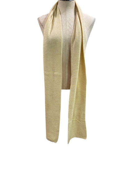 Vintage Sweater Knit Scarf Yellow Ivory Marled Knit 88"l x 8"w