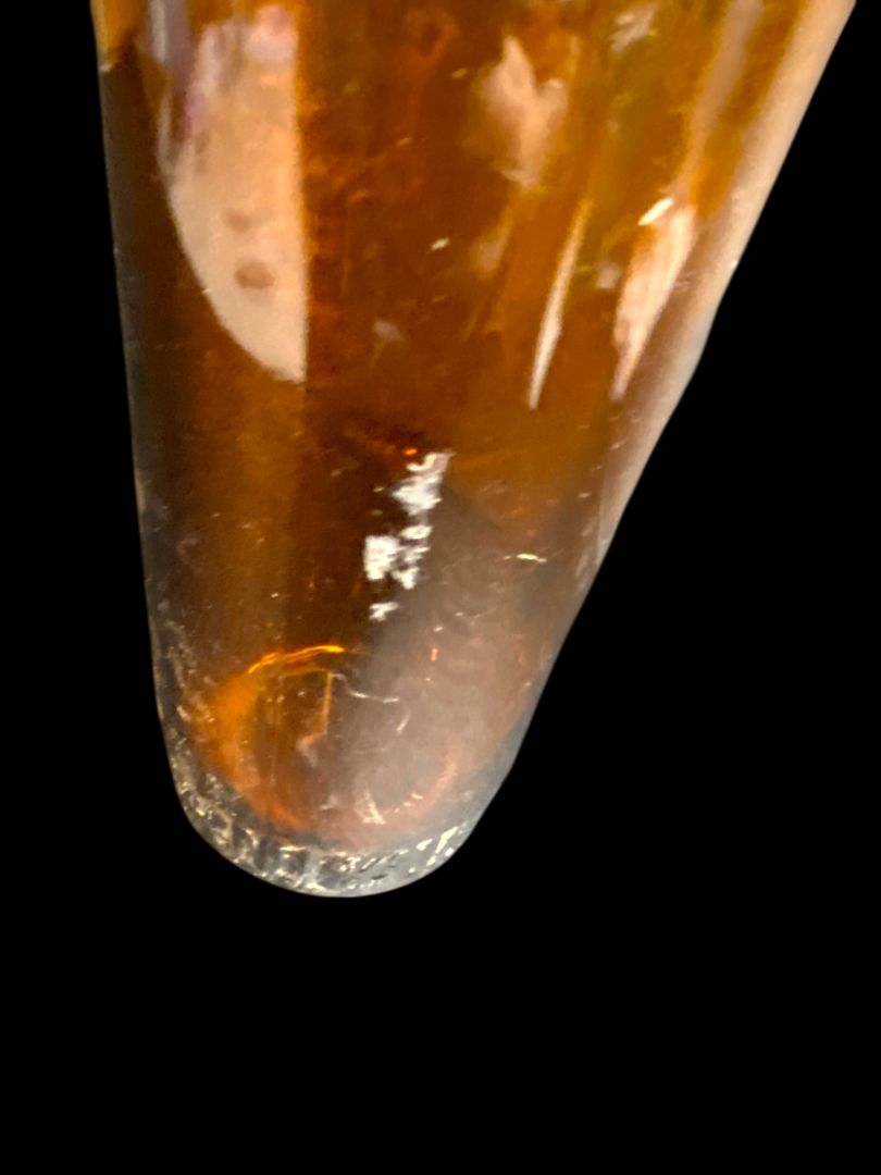 1949 Brown Glass Liquor Bottle with Cap Empty D-1 5649 4/5 qt