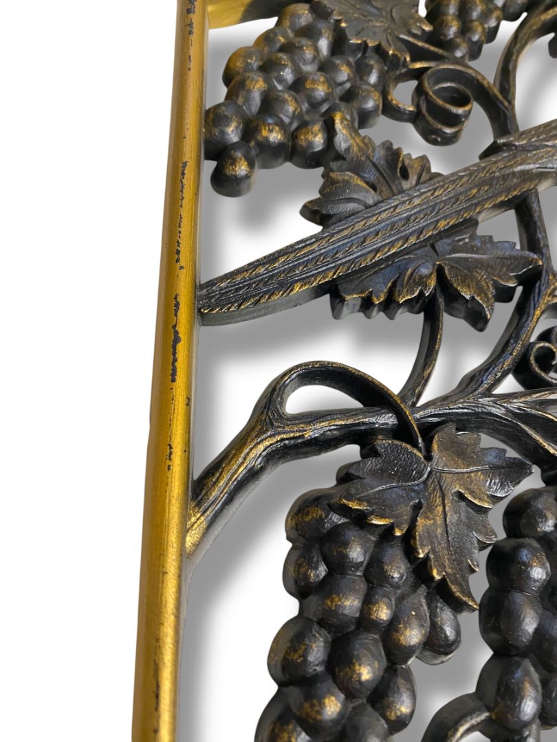 1970s Burwood Homco Wall Plaque Bird Grapes Diamond 16.75"h x 10.25"