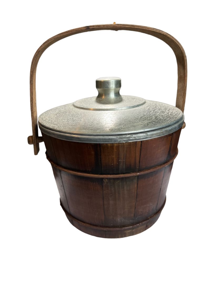 Kennedys Brothers Wooden Metal Barrel Ice Bucket Vintage