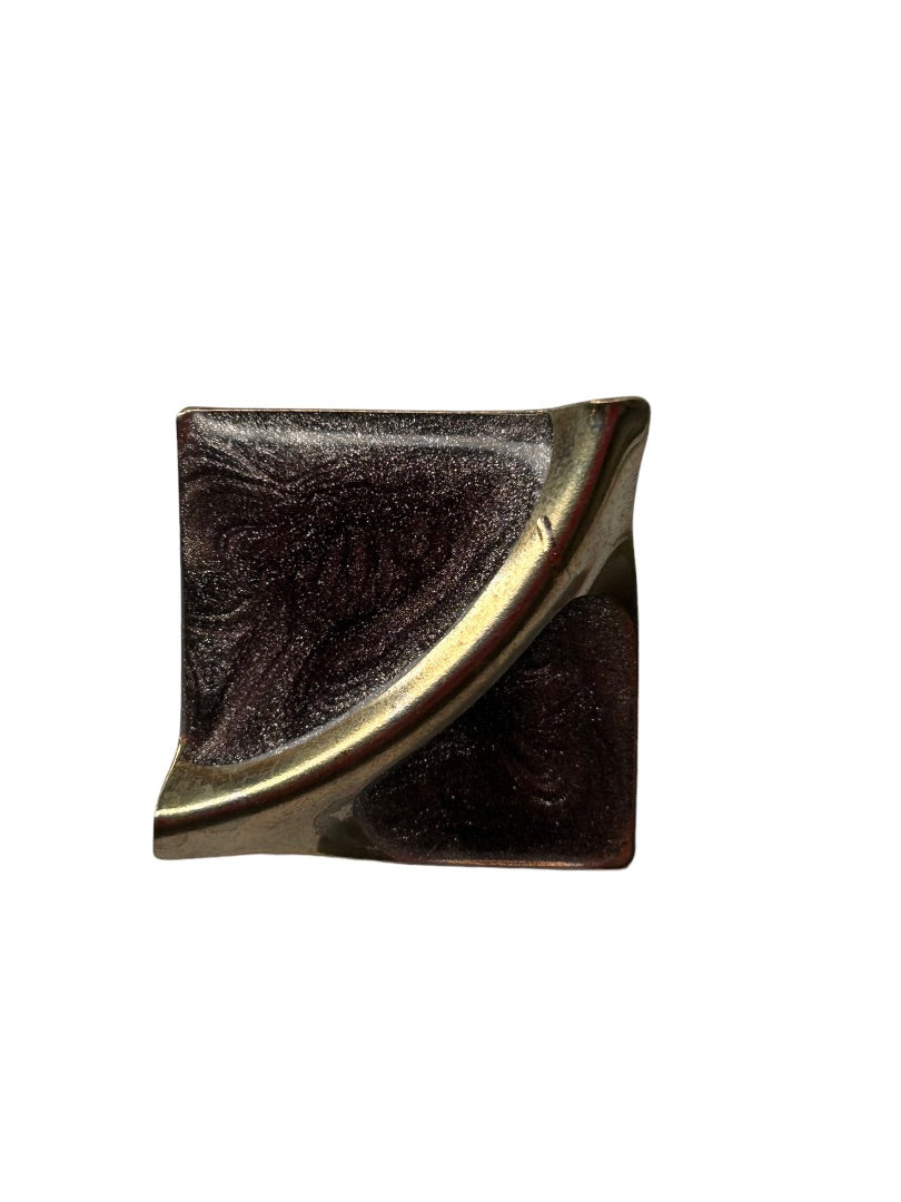 Vintage 1980s Goldtone Metallic Enamel Swirl Earrings Post Pierced 1" Square